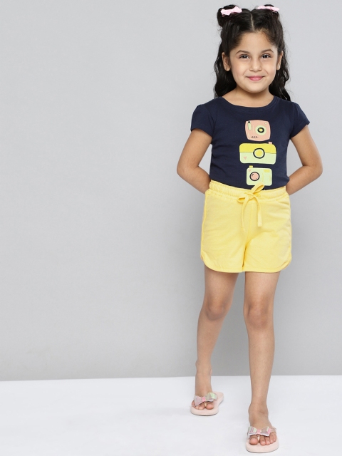 

HERE&NOW Girls Yellow Pure Cotton Regular Shorts