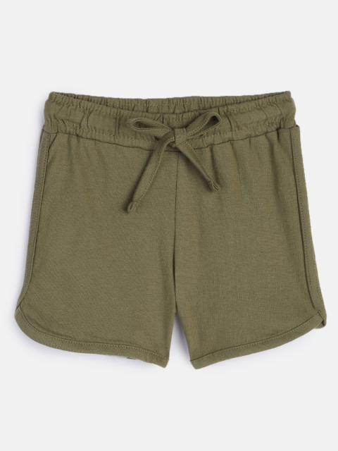 

HERE&NOW Girls Olive Green Pure Cotton Shorts