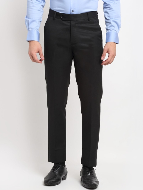 

La Mode Men Black Solid Formal Trousers