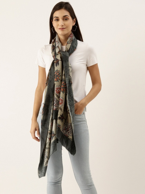 

Pashmoda Women Beige & Black Pure Wool Printed Stole