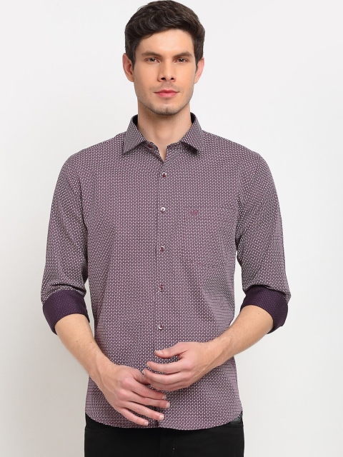 

La Mode Men Purple Opaque Printed Party Shirt