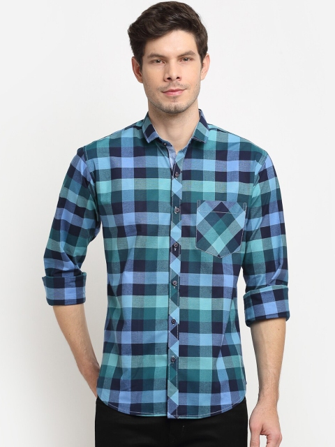 

La Mode Men Blue Tartan Checks Opaque Checked Casual Shirt