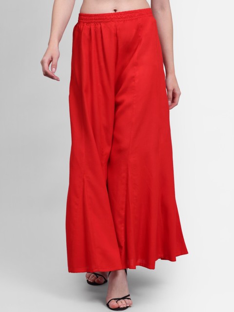 

NEUDIS Women Red Flared Palazzos