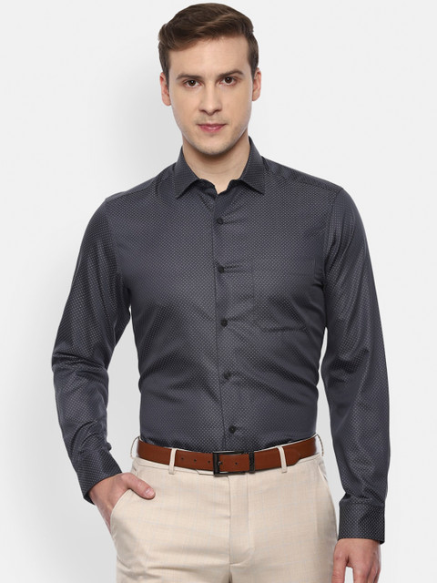 

Louis Philippe Men Grey Slim Fit Opaque Printed Formal Shirt
