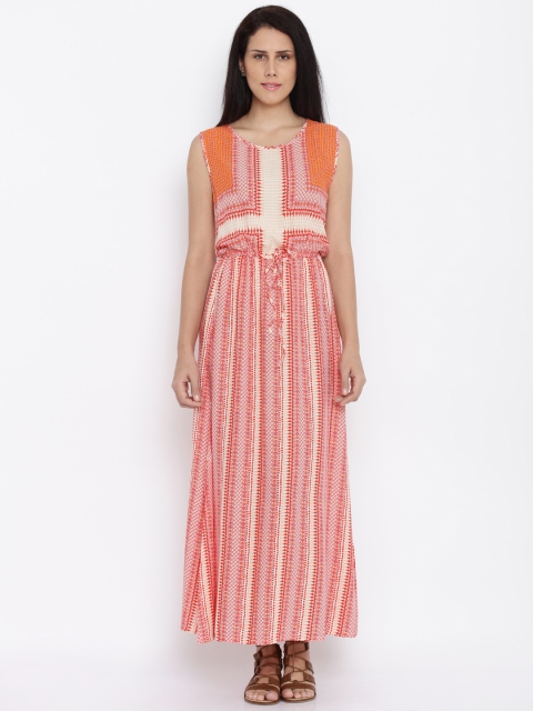 

Global Desi Women Coral Printed Maxi Dress
