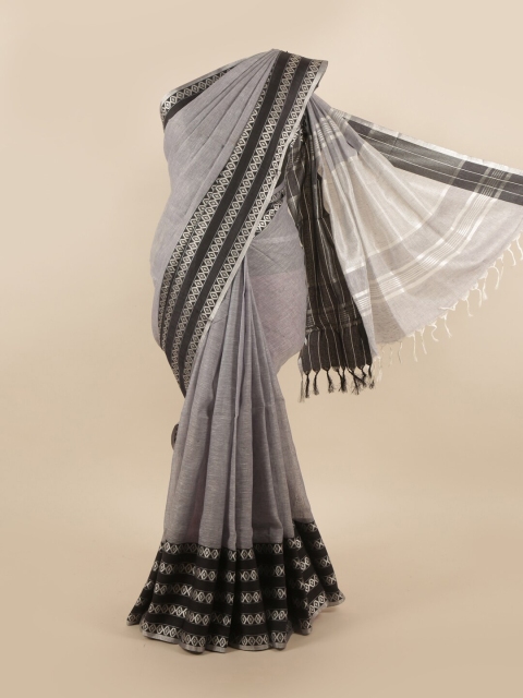 

Pothys Grey & Black Linen Blend Saree