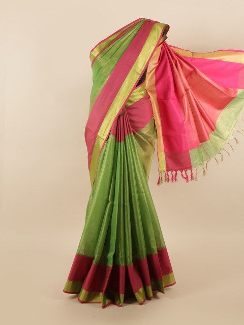 

Pothys Green & Pink Linen Blend Saree