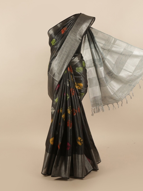 

Pothys Black & Red Woven Design Linen Blend Saree