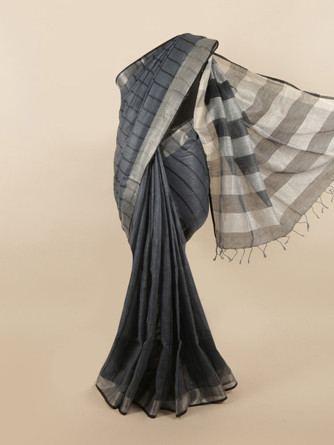 

Pothys Multicolour Striped Linen Blend Saree, Multi