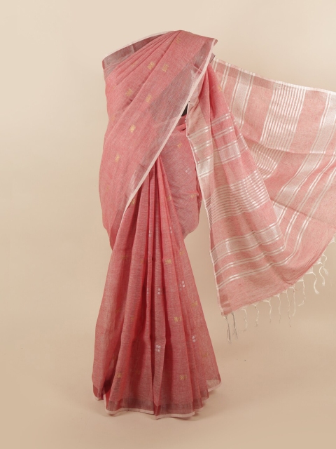

Pothys Pink Woven Design Linen Blend Saree