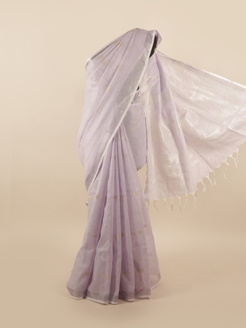 

Pothys Lavender & Gold-Toned Woven Design Linen Blend Saree