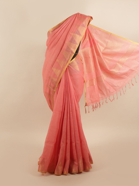 

Pothys Pink & Beige Linen Blend Saree