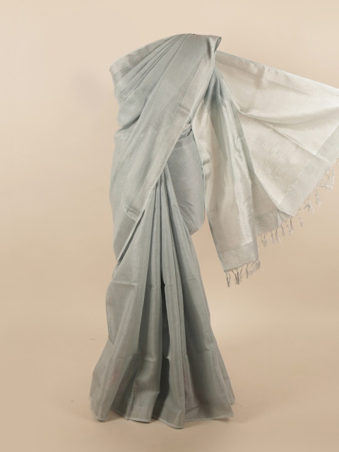 

Pothys Blue & Silver-Toned Linen Blend Saree