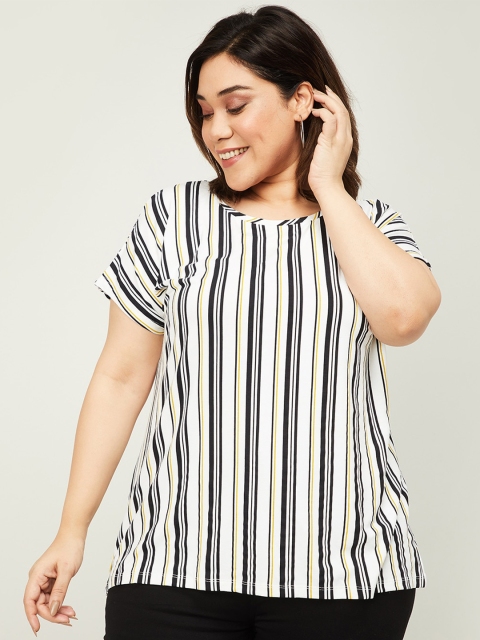 

nexus Off White & Black Striped Extended Sleeves Regular Top
