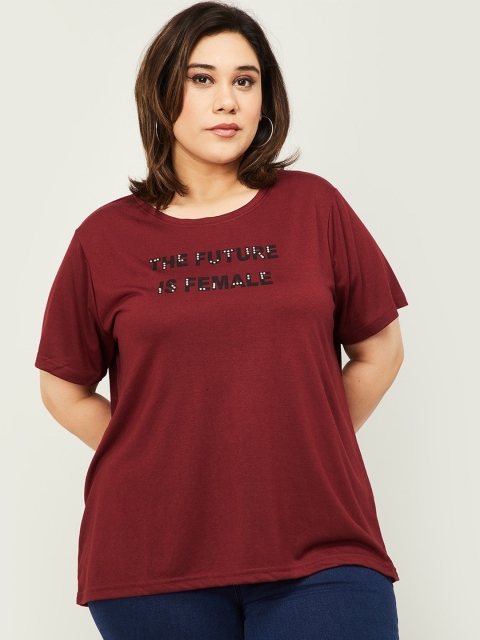 

nexus Maroon Solid Regular Top