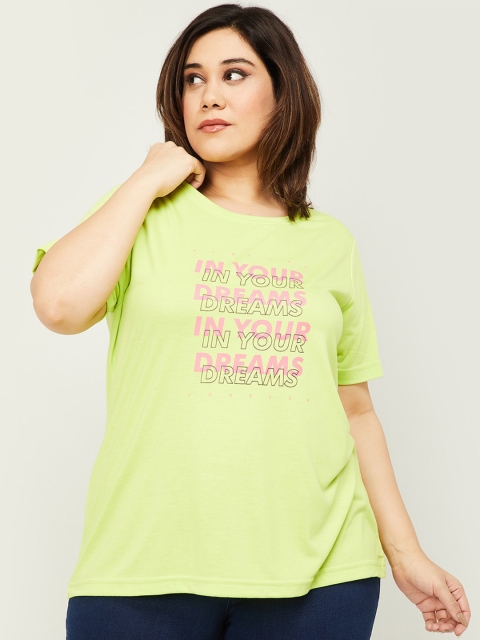 

nexus Green & Pink Typography T-shirt