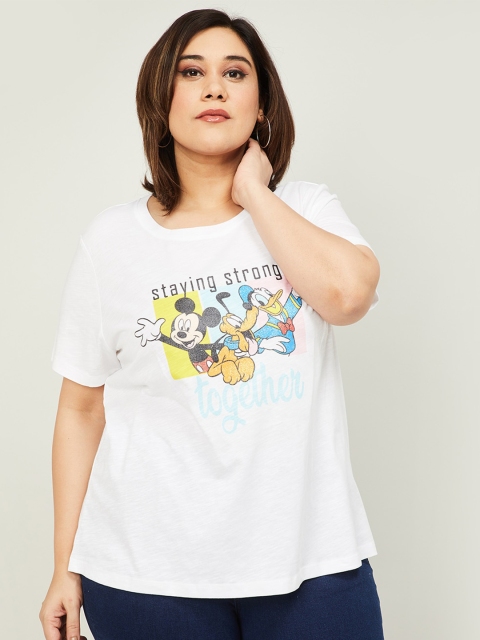 

nexus Off-White Mickey-Mouse Print Pure Cotton T-shirt