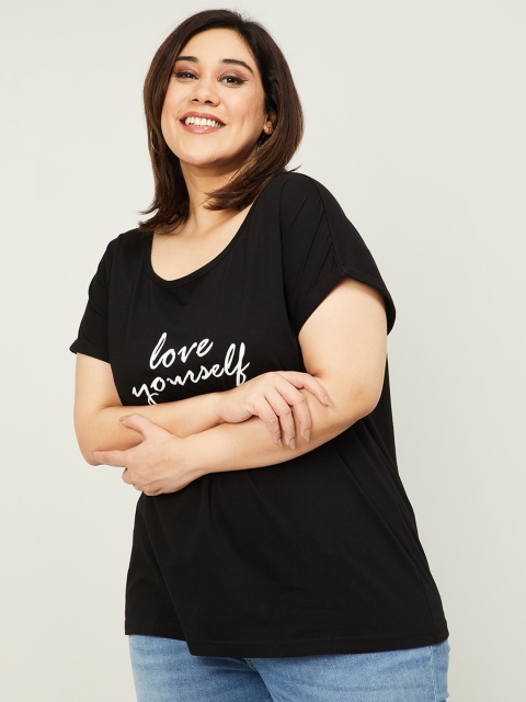 

nexus Black & White Typography Print Extended Sleeves Regular Top