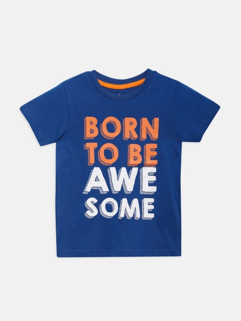 

THETA Boys Blue Printed Cotton T-shirt
