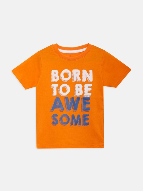 

THETA Boys Orange Typography Printed T-shirt