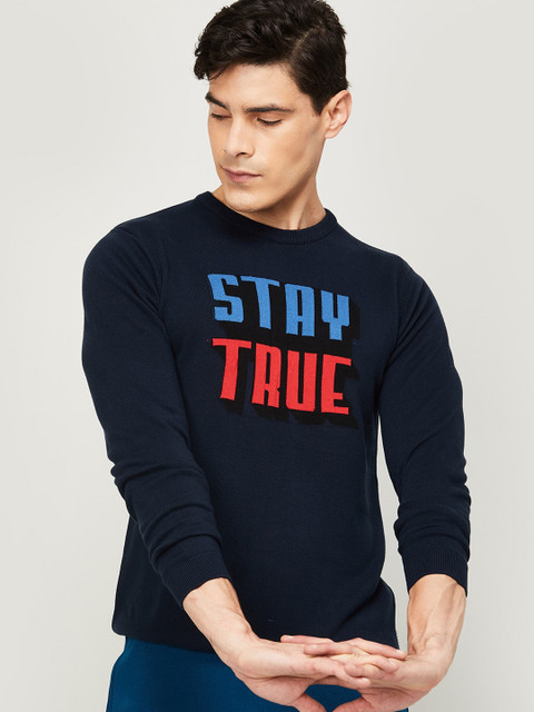 

Kappa Men Navy Blue & Red Printed Sweatshirt