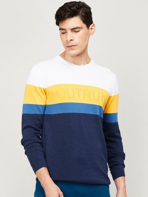 

Kappa Men Navy Blue & White Colourblocked Sweatshirt