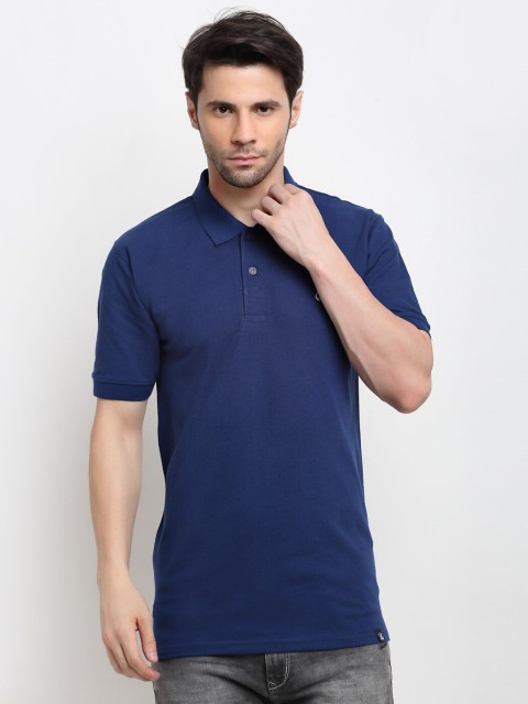 

La Mode Men Navy Blue Solid Slim Fit T-shirt