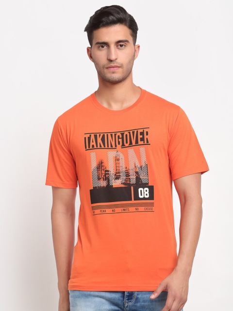 

La Mode Men Orange Printed Slim Fit T-shirt