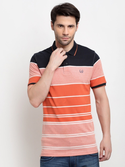 

La Mode Men Multicoloured Striped Slim Fit Polo Collar T-shirt, Multi