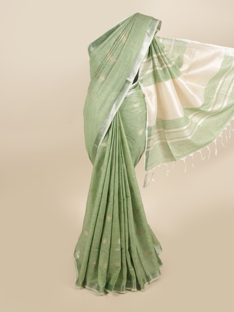 

Pothys Green Woven Design Linen Blend Saree