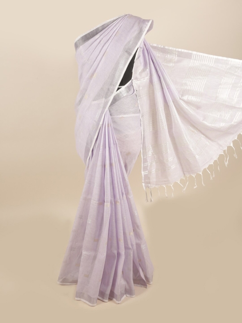 

Pothys Lavender & Gold-Toned Woven Design Zari Linen Blend Saree