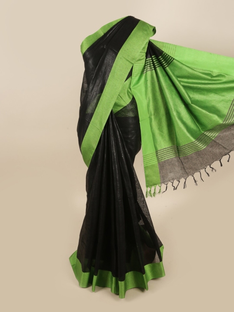 

Pothys Black & Green Linen Blend Saree