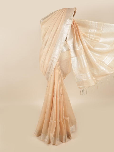 

Pothys Cream-Coloured Woven Designed Linen Blend Saree