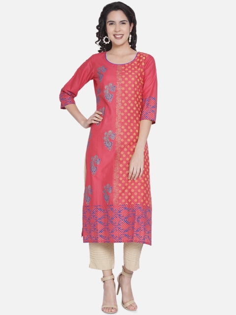 

Akshatani Women Rose Ethnic Motifs Printed Pure Cotton Kurti