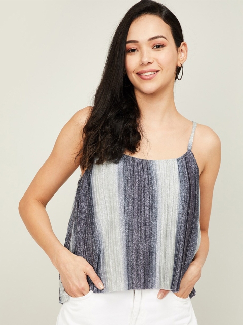 

Ginger by Lifestyle Silver-Toned & Grey Colourblocked Regular Top