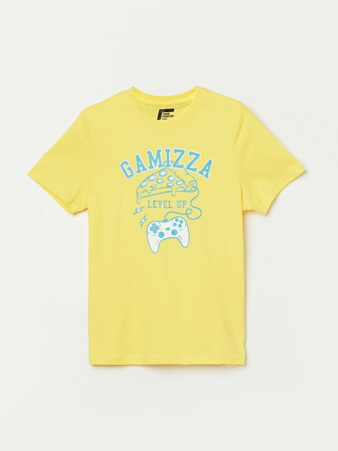 

Fame Forever by Lifestyle Boys Yellow Typography Printed V-Neck T-shirt