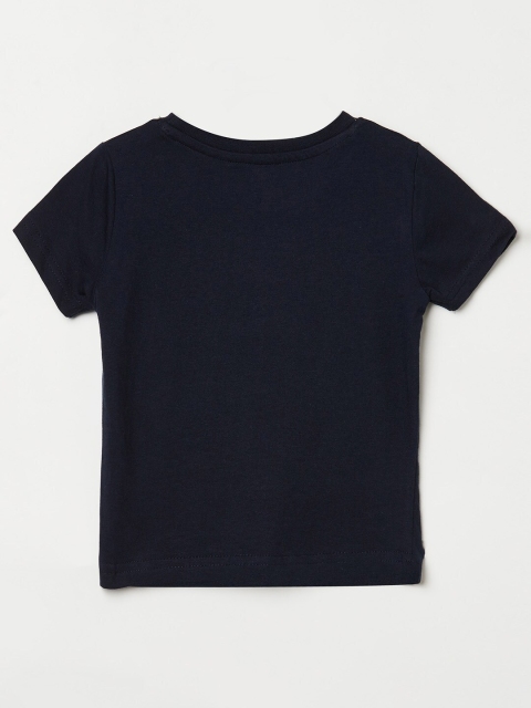 

Juniors Boys Navy Blue Typography Printed T-shirt