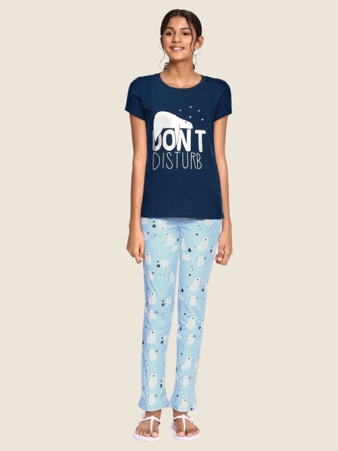 

Sweet Dreams Girls Blue Printed Night suit