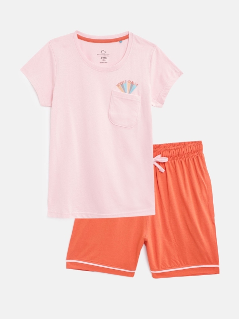 

Sweet Dreams Girls Pink & Orange Solid Shorts Set