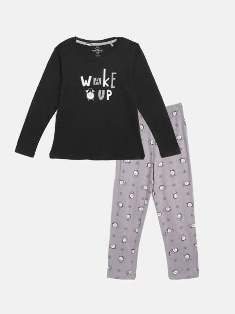 

Sweet Dreams Girls Black & Grey Typography Print Pyjamas Set