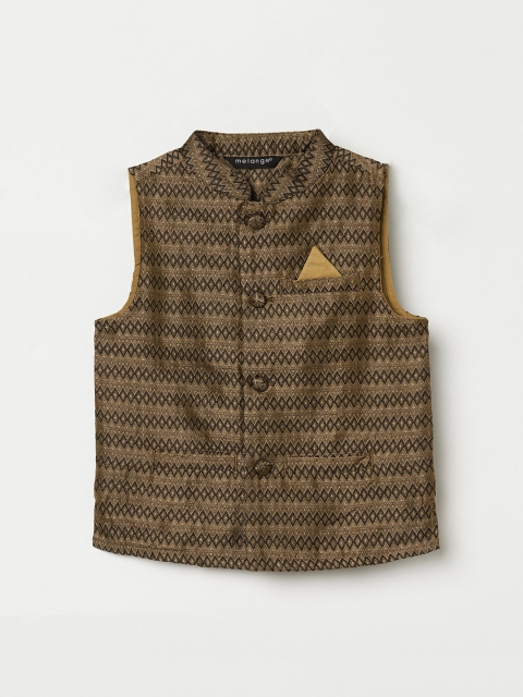 

Melange by Lifestyle Kids Black & Gold Woven Design Waistcoat
