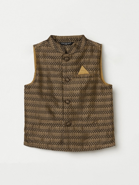 

Melange by Lifestyle Boys Black & Gold Woven Design Waistcoat