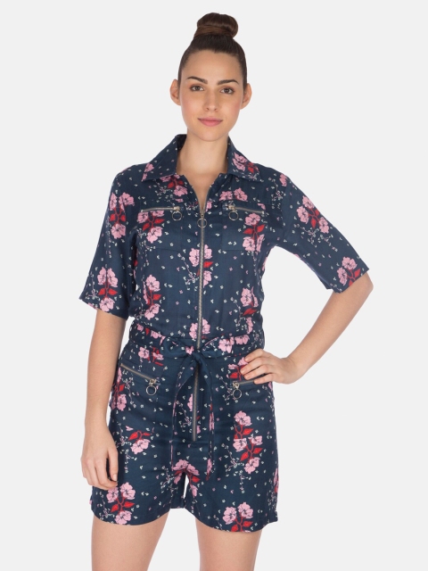 

Smugglerz Navy Blue & Orange Printed Jumpsuit