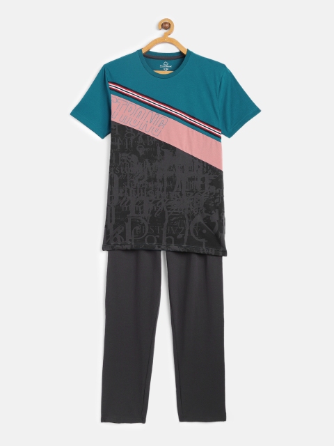 

Sweet Dreams Boys Grey & Teal Blue Printed Night Suit