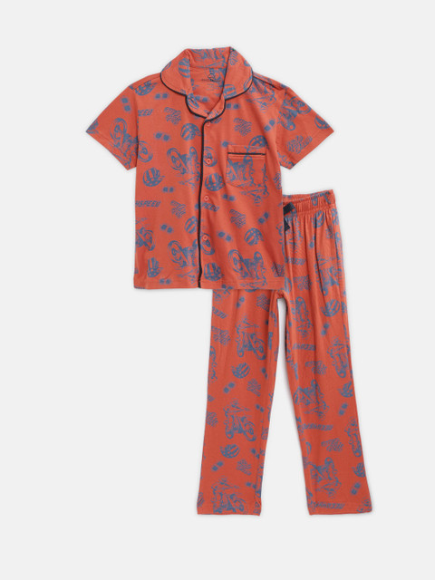 

Sweet Dreams Boys Red & Blue Printed Night suit