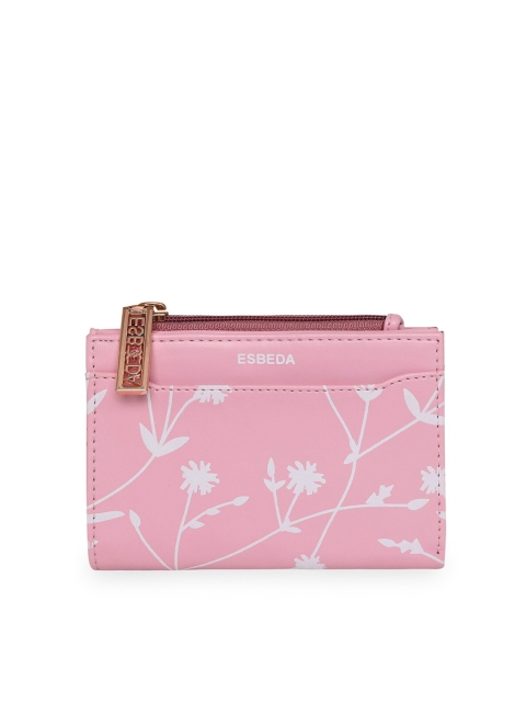

ESBEDA Women Pink Floral Printed Zip Detail Two Fold Wallet