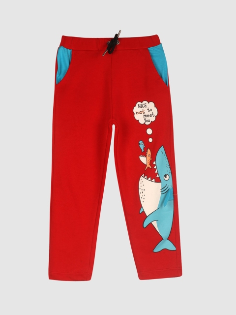 

Lazy Shark Boys Red & Blue Printed Trackpants