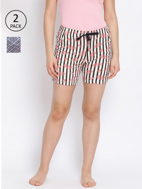 

LYRA Women Pack Of 2 Multicoloured Printed Lounge Shorts, Multi