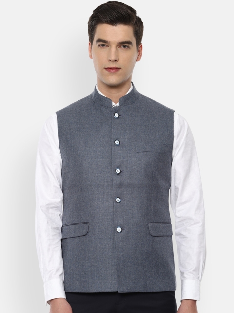 

Van Heusen Men Grey Woven Design Nehru Jacket