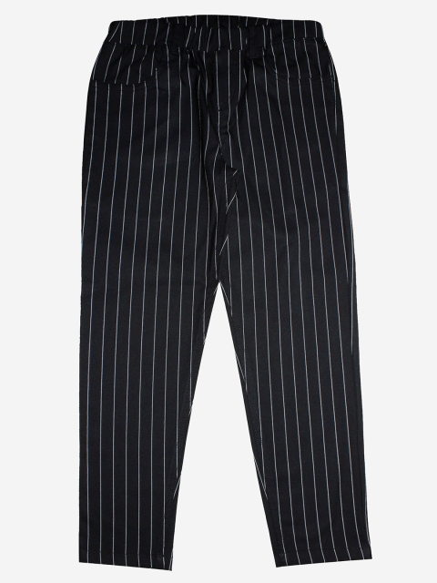 

KiddoPanti Girls Black & Blue Striped Twill Jeggings